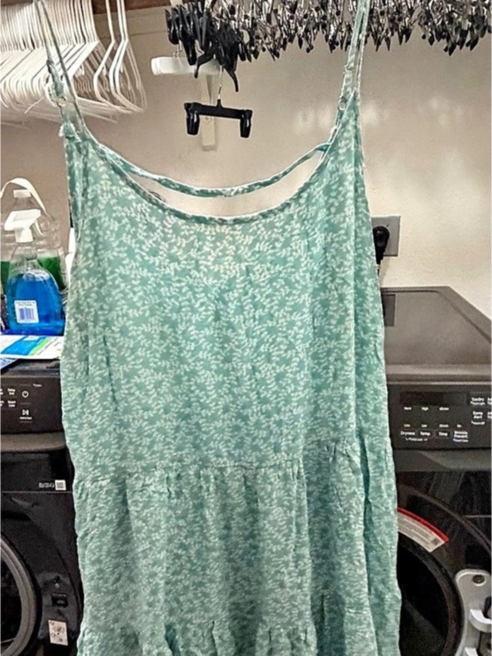 MAEVE Floral Maxi Dress in Green & White Size Medium